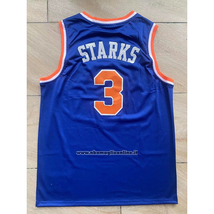 Maglia New York Knicks John Starks #3 Mitchell & Ness Hardwood Classics Blu